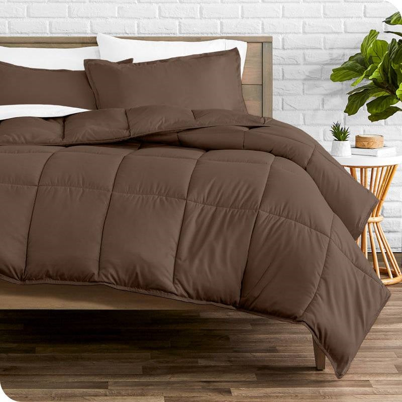 Full Size 3-Piece Down Alternative Microfiber Comforter Set in Chocolate Brown