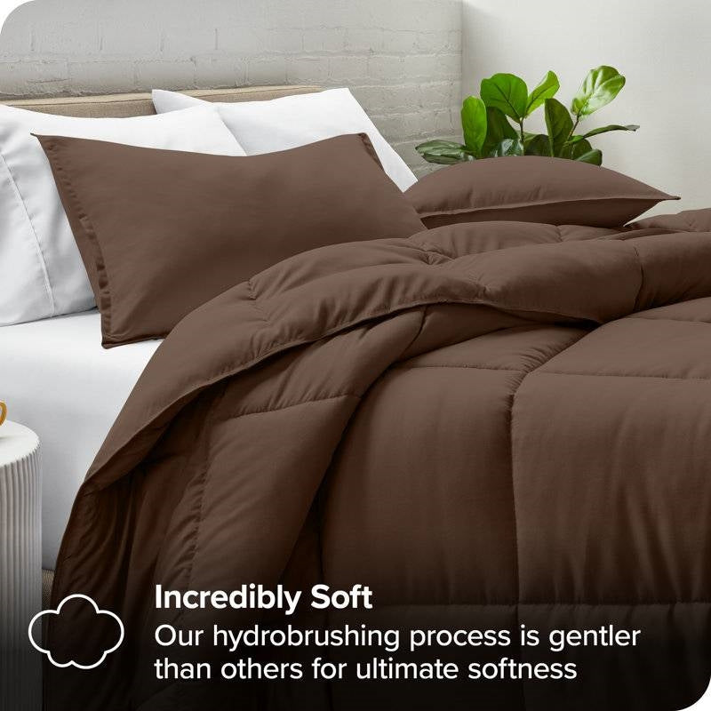 Full Size 3-Piece Down Alternative Microfiber Comforter Set in Chocolate Brown