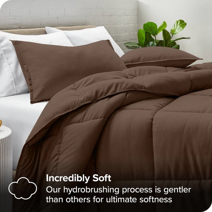 Full Size 3-Piece Down Alternative Microfiber Comforter Set in Chocolate Brown