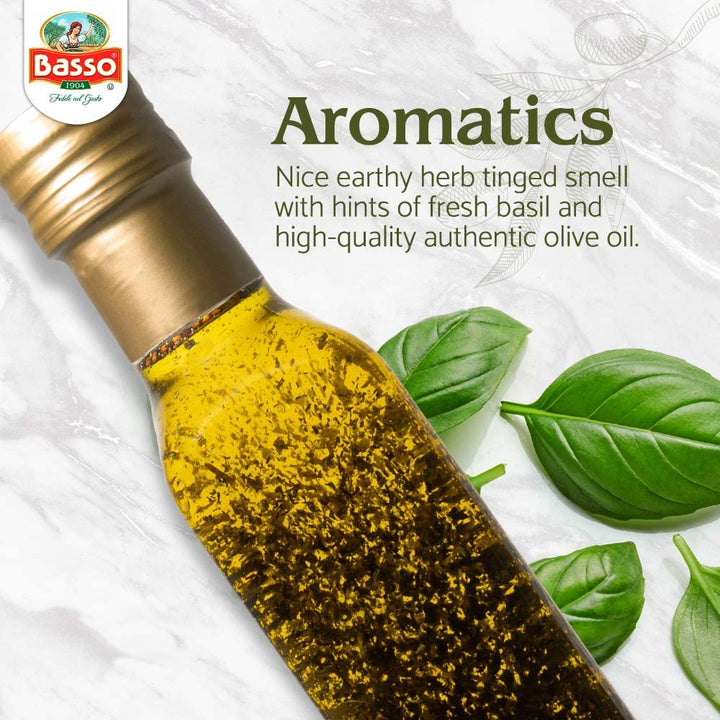 Basso 1904, Basil Oil, Infused Extra Virgin Olive Oil, 8.5 Fluid oz. (250ml)