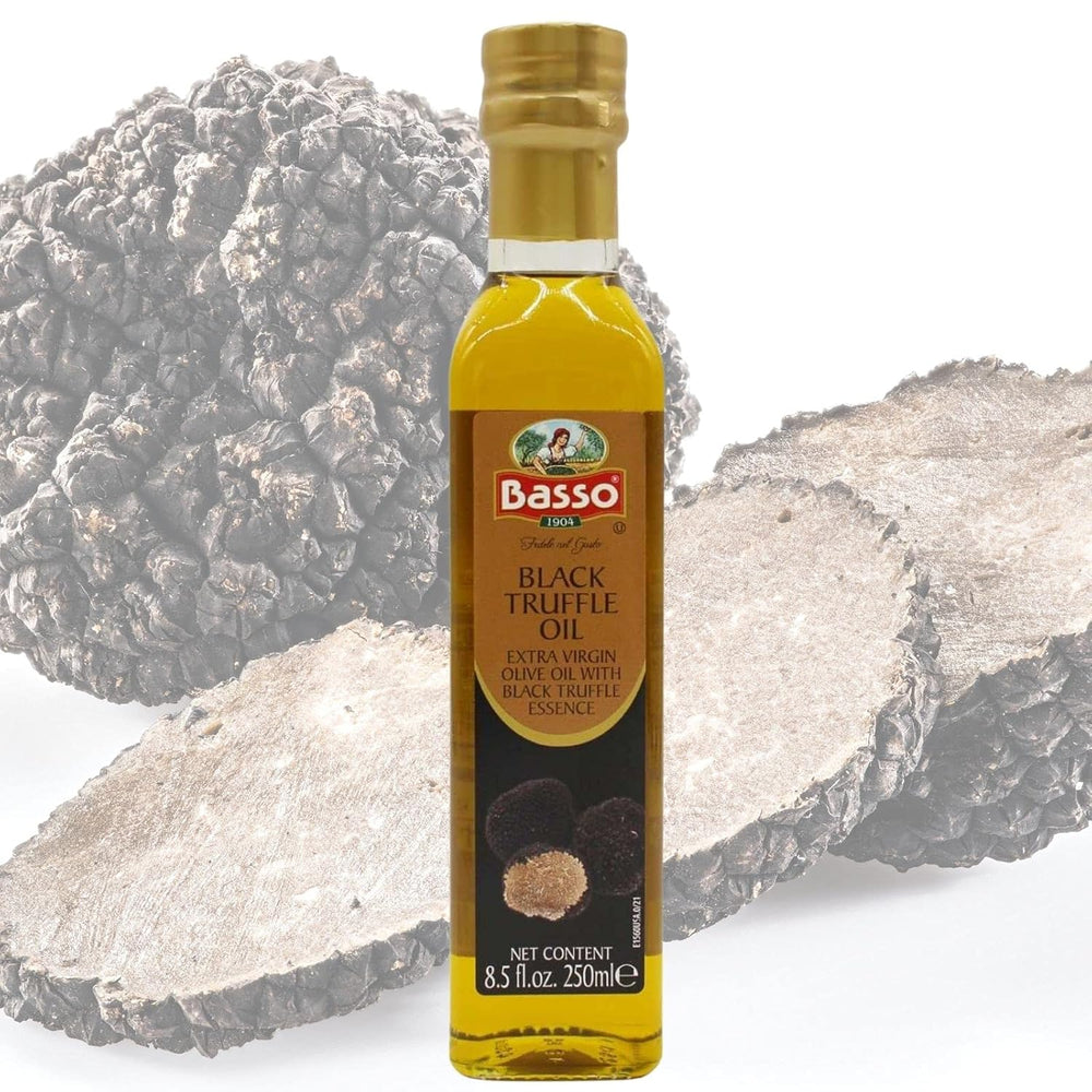 Basso 1904 Black and White Truffle Infused Extra Virgin Olive Oil – 2 x 8.5 Fluid oz. (250 ml)