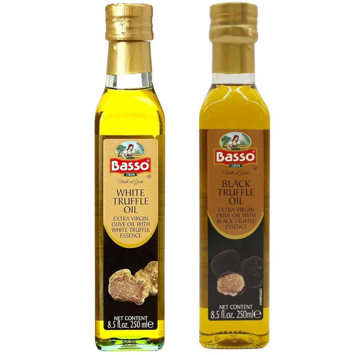 Basso 1904 Black and White Truffle Infused Extra Virgin Olive Oil – 2 x 8.5 Fluid oz. (250 ml)