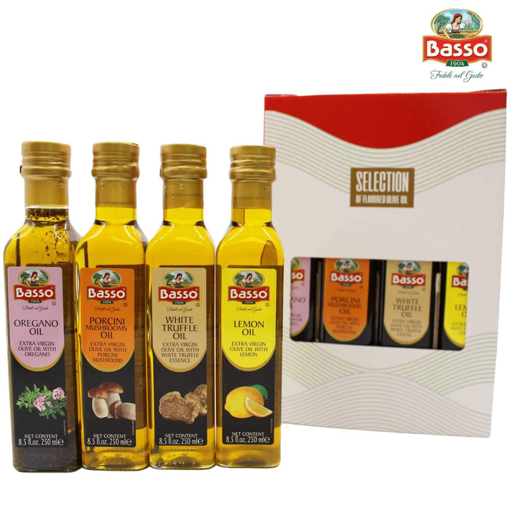 Basso 1904 Infused Extra Virgin Olive Oil Gift Set – 4 x 8.5 Fluid oz. (250 ml)