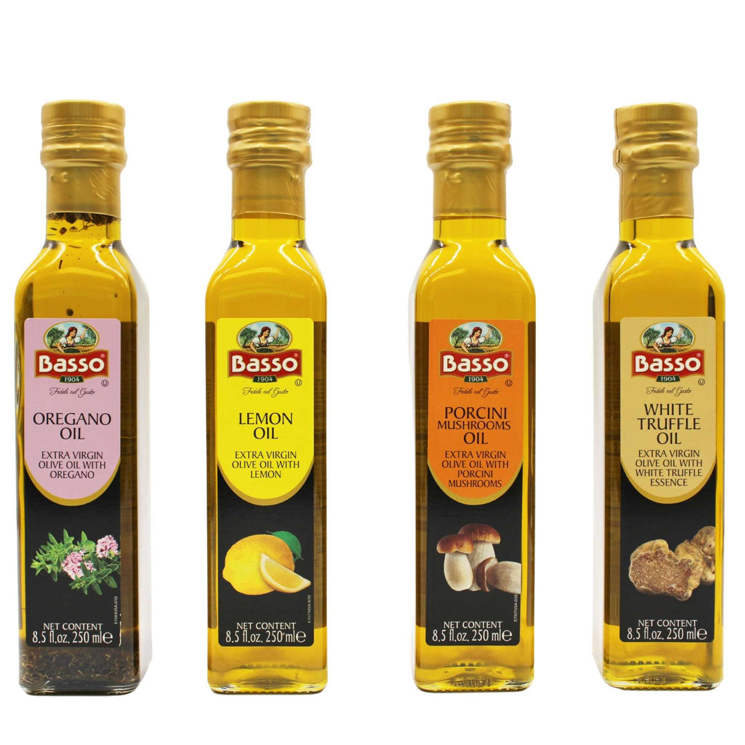 Basso 1904 Infused Extra Virgin Olive Oil Gift Set – 4 x 8.5 Fluid oz. (250 ml)