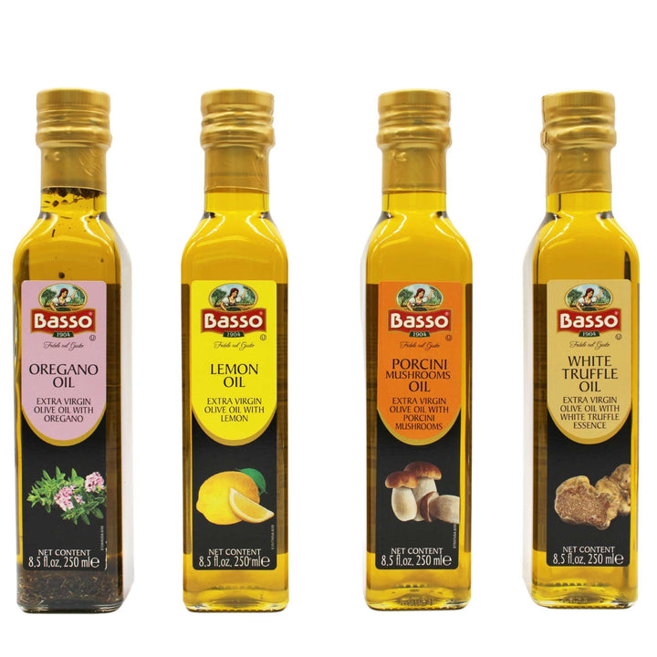 Basso 1904 Infused Extra Virgin Olive Oil Gift Set – 4 x 8.5 Fluid oz. (250 ml)