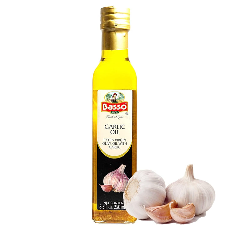Basso 1904, Garlic Infused Extra Virgin Olive Oil – 8.5 Fluid oz. (250 ml)
