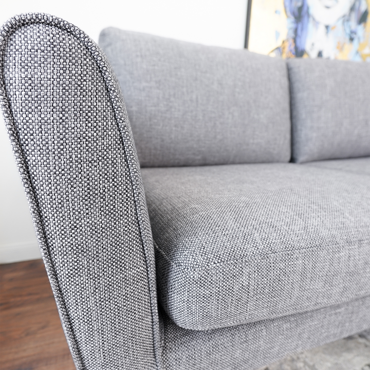 Benson Grey Sectional Sofa Right Facing Chaise Closeup View