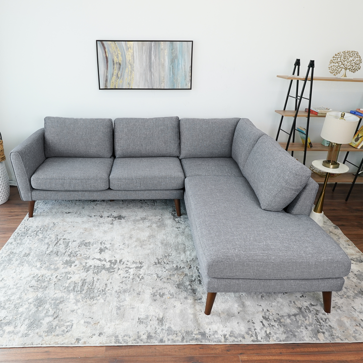 Benson Grey Sectional Sofa Right Facing Chaise Slight Top View