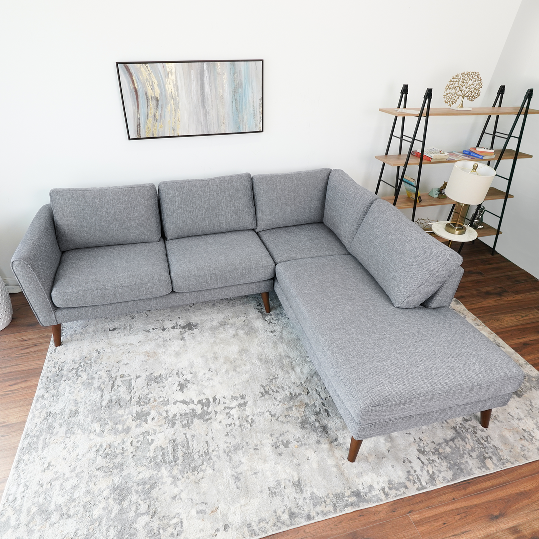 Benson Grey Sectional Sofa Right Facing Chaise Front Photo View