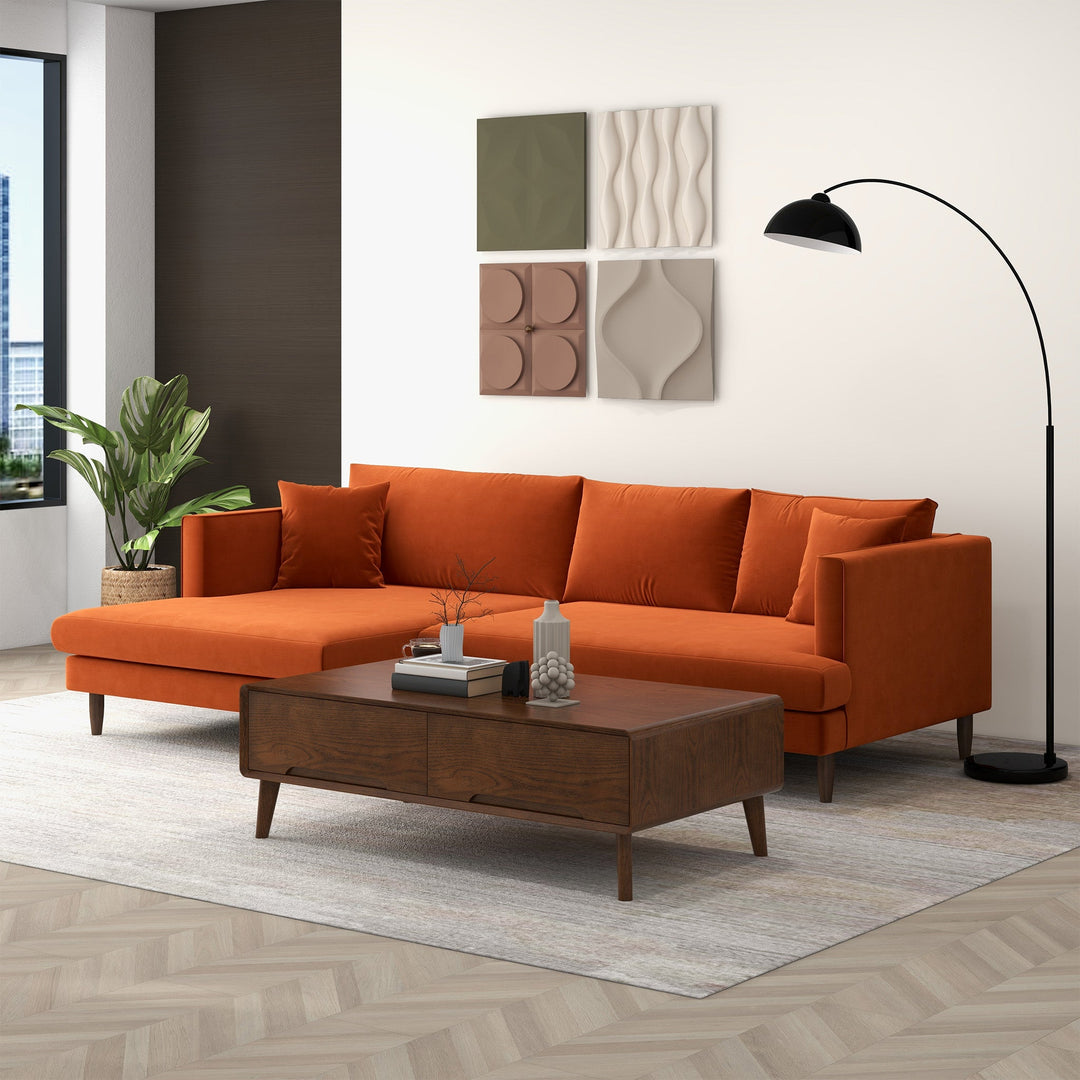 Blake L-Shaped Sectional Burnt Orange Sofa Right Facing