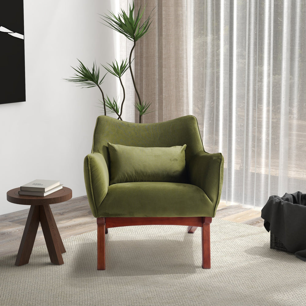 Brayden Olive Green Velvet Lounge Chair Front