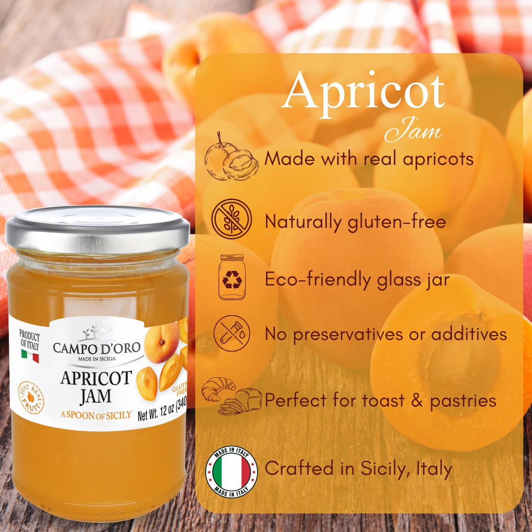 Campo D'Oro, Sicilian Apricot Jam, 12 oz. (340g)