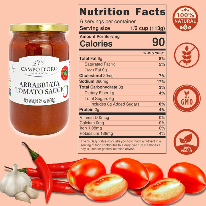 Campo D'Oro, Arrabiatta Tomato Sauce 24 oz.