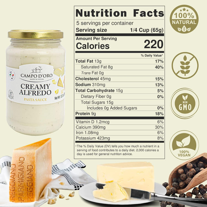 Campo D'Oro, Creamy Alfredo Pasta Sauce, 12.3 oz. (348g)