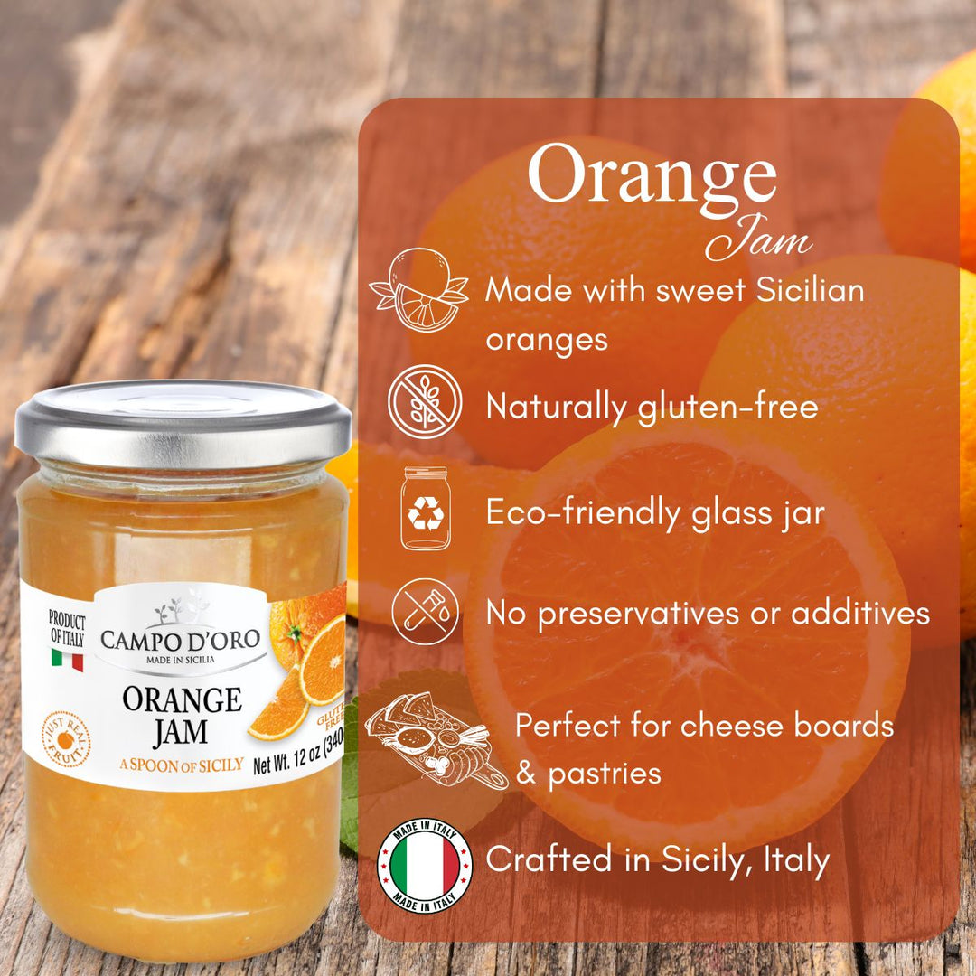 Campo D'Oro, Sicilian Orange Marmalade, 12 oz. (340g)