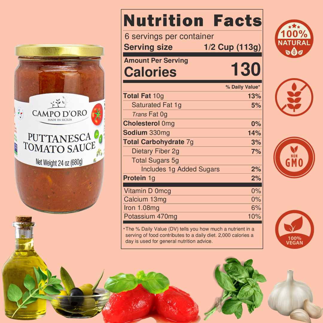 Campo D'Oro, Puttanesca Tomato Sauce, 24 oz.