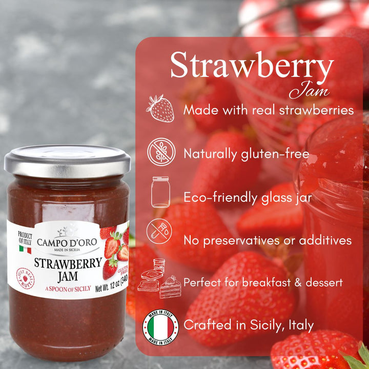 Campo D'Oro, Sicilian Strawberry Jam, 12 oz. (340g)