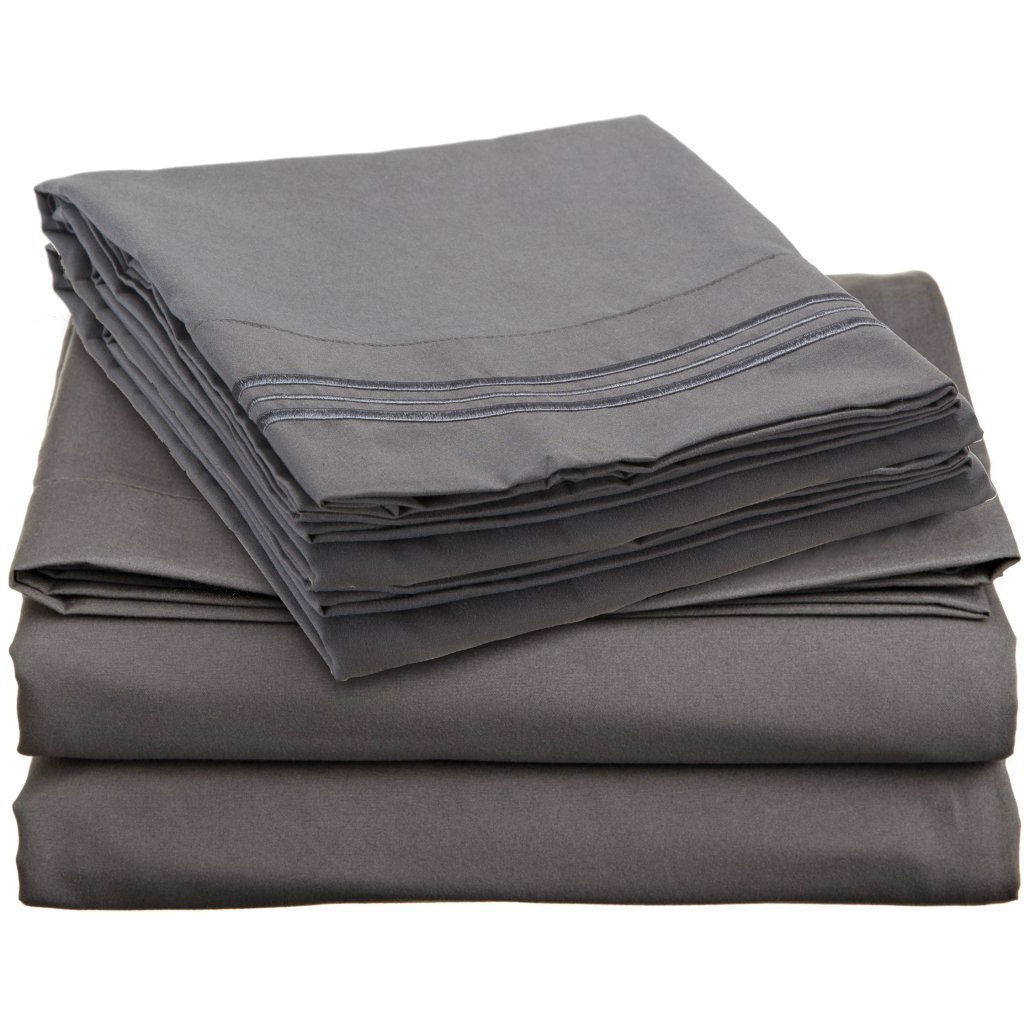 King Size Microfiber Sheet Set in Charcoal Stone Gray