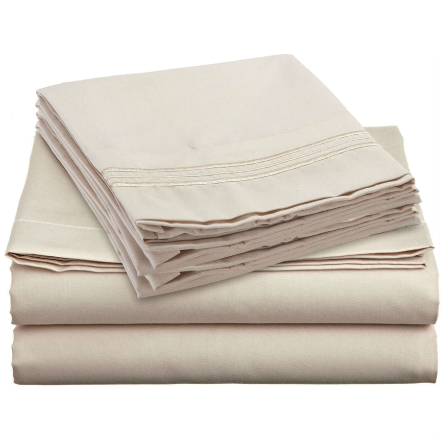 King Size 4-Piece Sheet Set in Beige Cream Brushed Microfiber