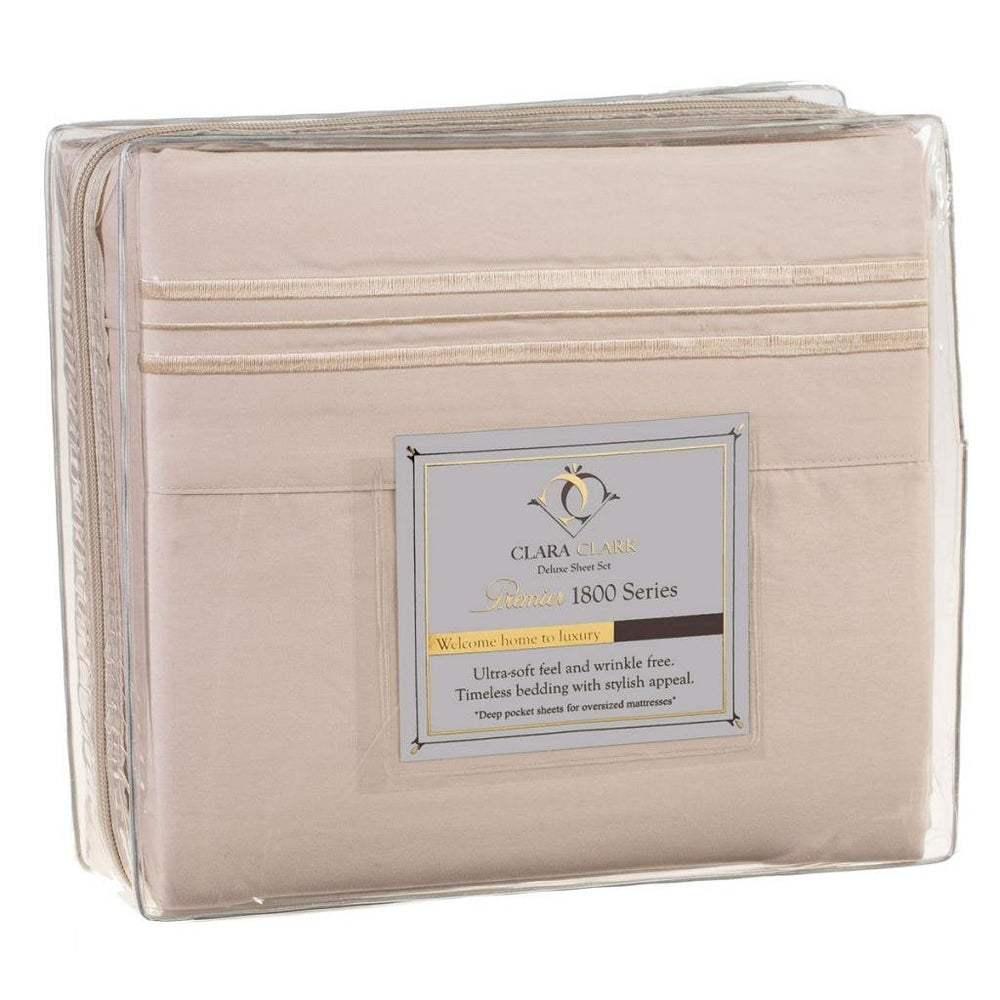 King Size 4-Piece Sheet Set in Beige Cream Brushed Microfiber