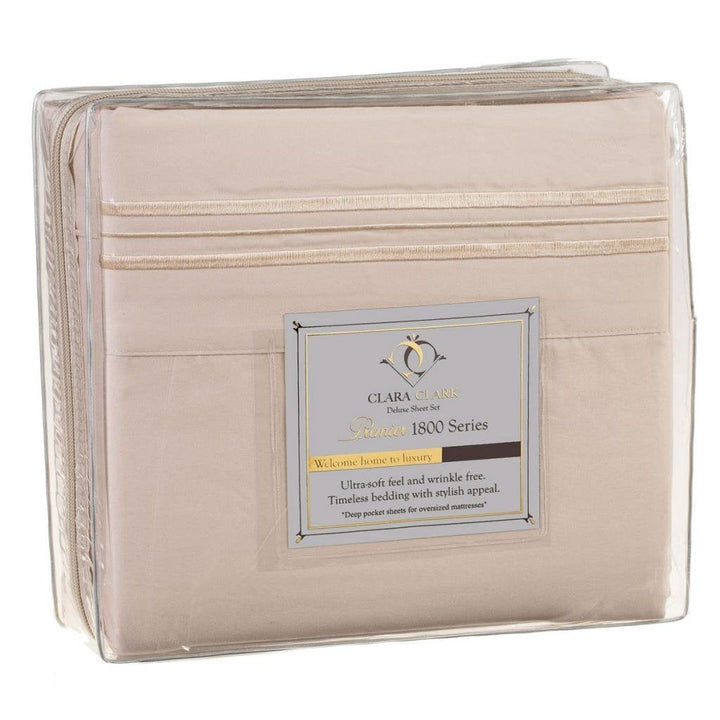 King Size 4-Piece Sheet Set in Beige Cream Brushed Microfiber