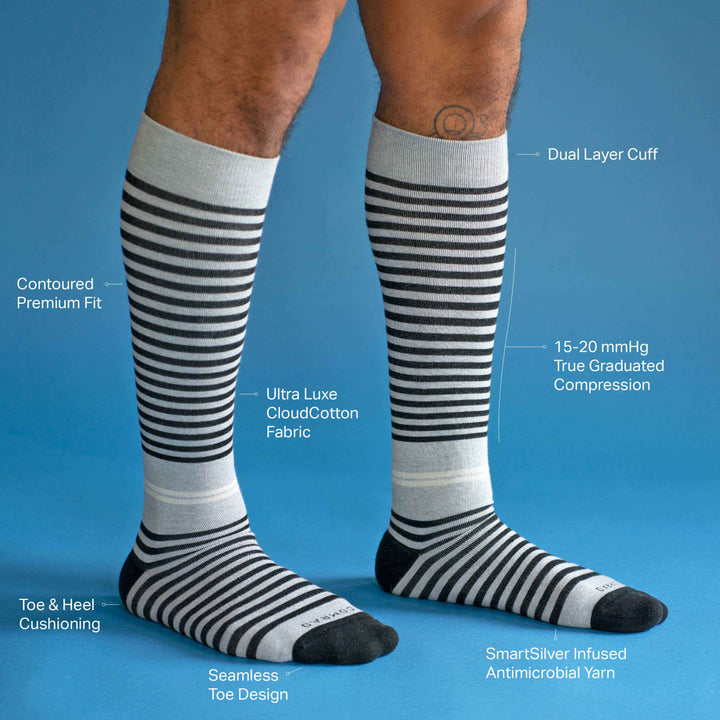 Cloud Cotton Compression Socks - Black/Grey
