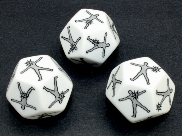 Hit Location Large d12 Opaque White custom engraved with body parts (Custom engraved) [by piece]