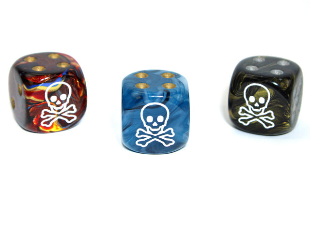 Skull & Crossbones d6 Pipped Dice 16mm | Custom Pirate Dice of Random Color (sold per piece)