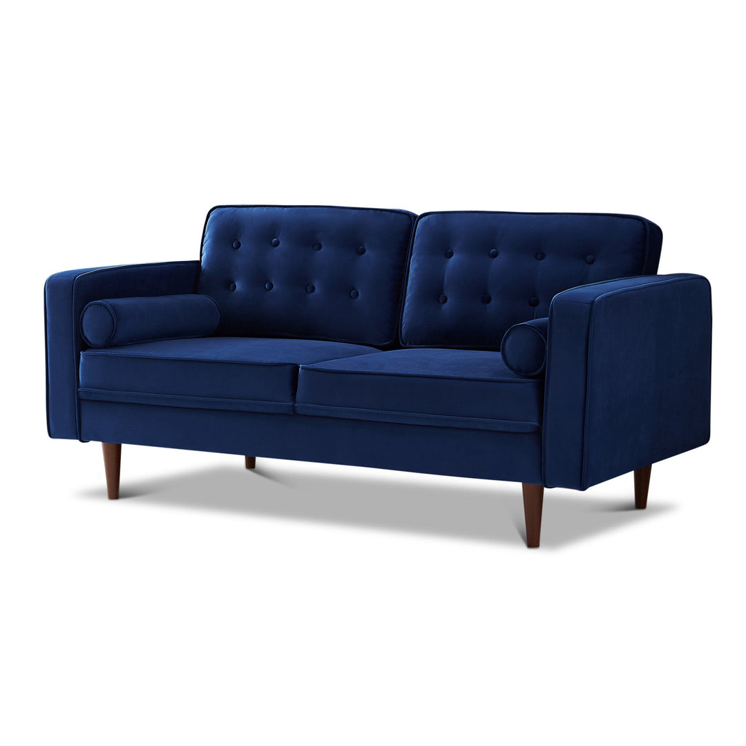 Casey Blue Velvet Loveseat Angle View