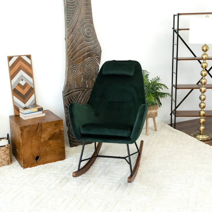 Chelsea Green Velvet Rocking Chair