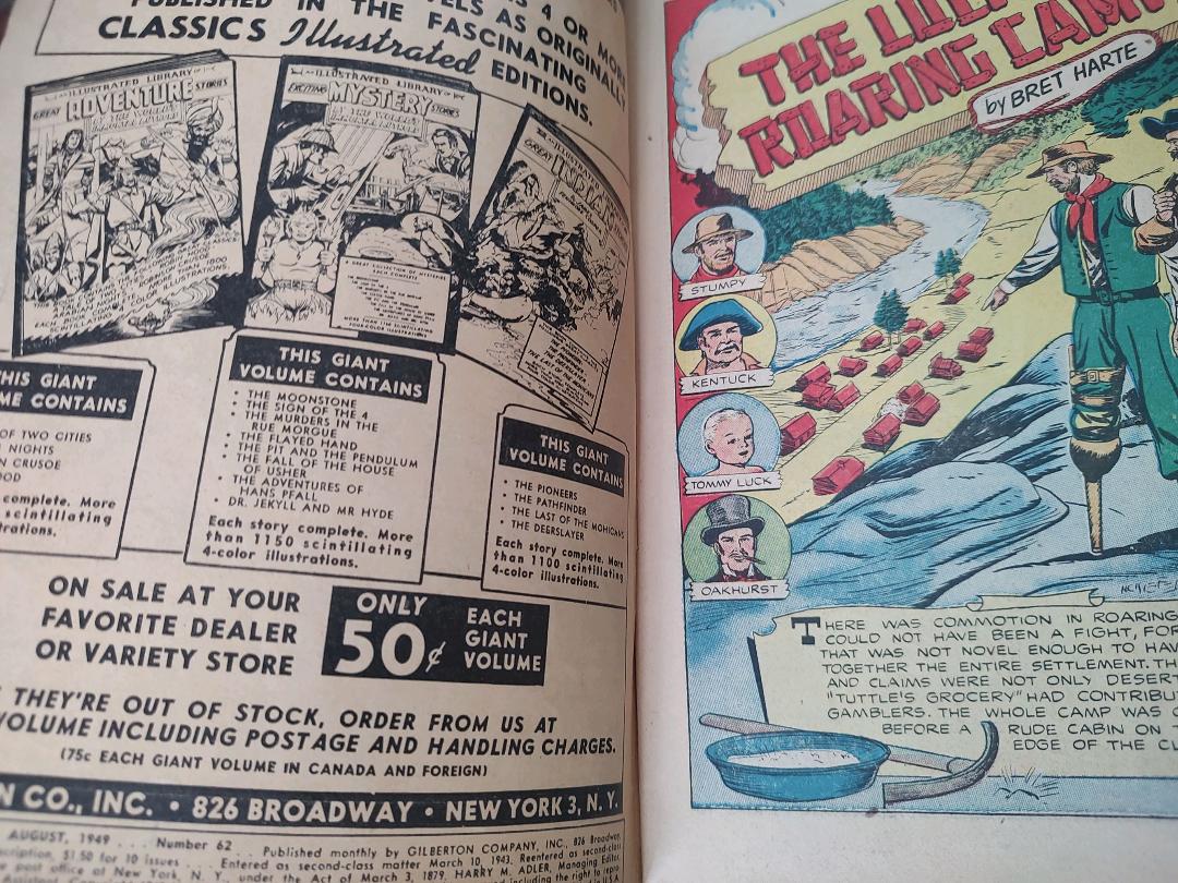 Classics Illustrated Classic Comics #62 Western Stories Comic Book Inside Cover