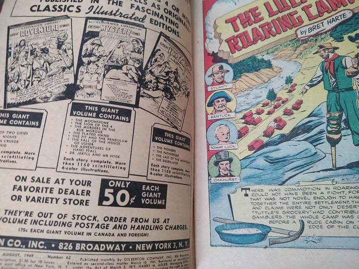 Classics Illustrated Classic Comics #62 Western Stories Comic Book Inside Cover