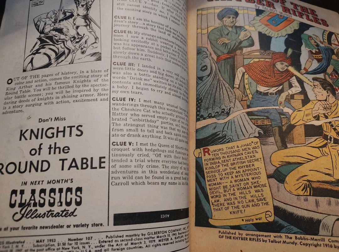 Classics Illustrated Classic Comics #104 King of the Khyber Rifles Comic Book Inside Cover