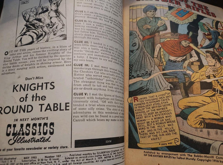 Classics Illustrated Classic Comics #104 King of the Khyber Rifles Comic Book Inside Cover
