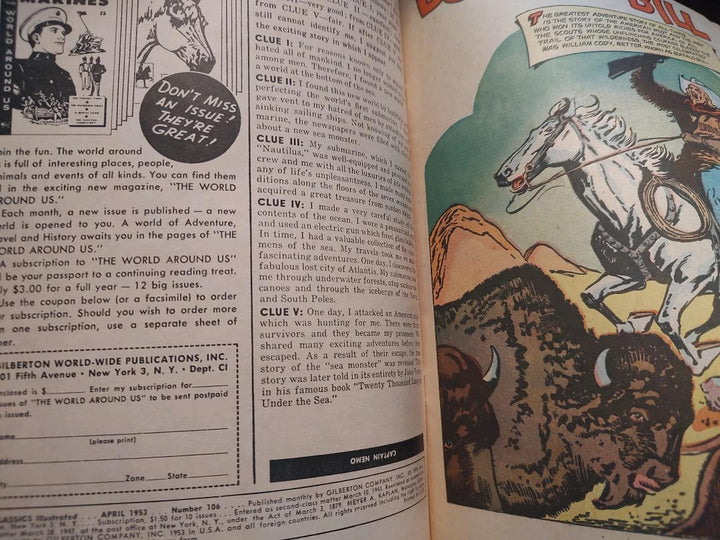 Classics Illustrated Classic Comics #106 Buffalo Bill Comic Book Inside Cover