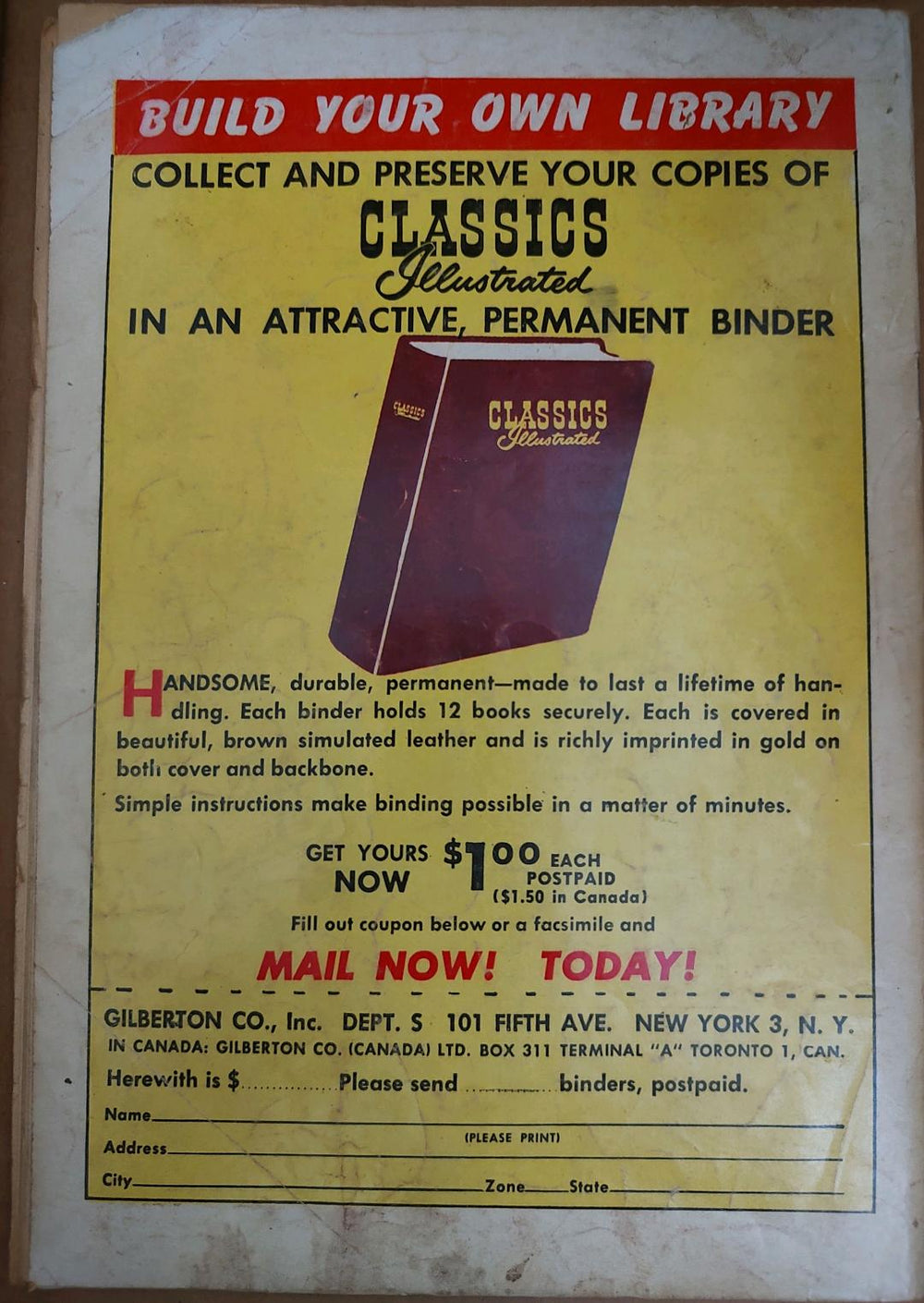 Classics Illustrated Classic Comics #21 3 Famous Mysteries Edition #7 Comic Book Back Cover