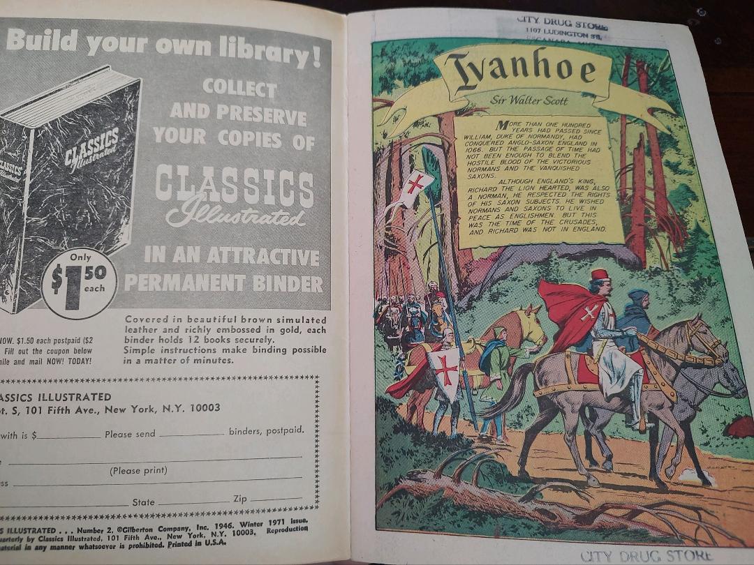 Classics Illustrated Classic Comics #2 Ivanhoe Edition #25 Comic Book Inside Cover