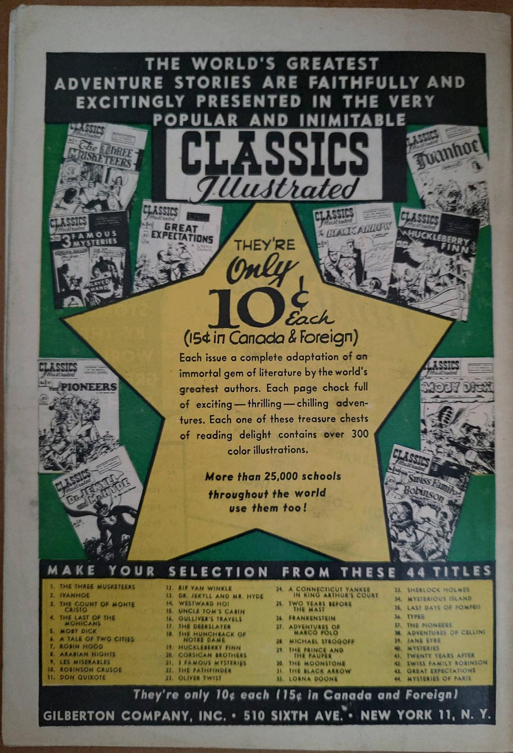 Classics Illustrated Classic Comics #44 Mysteries of Paris Edition 1b Comic Book Back Cover