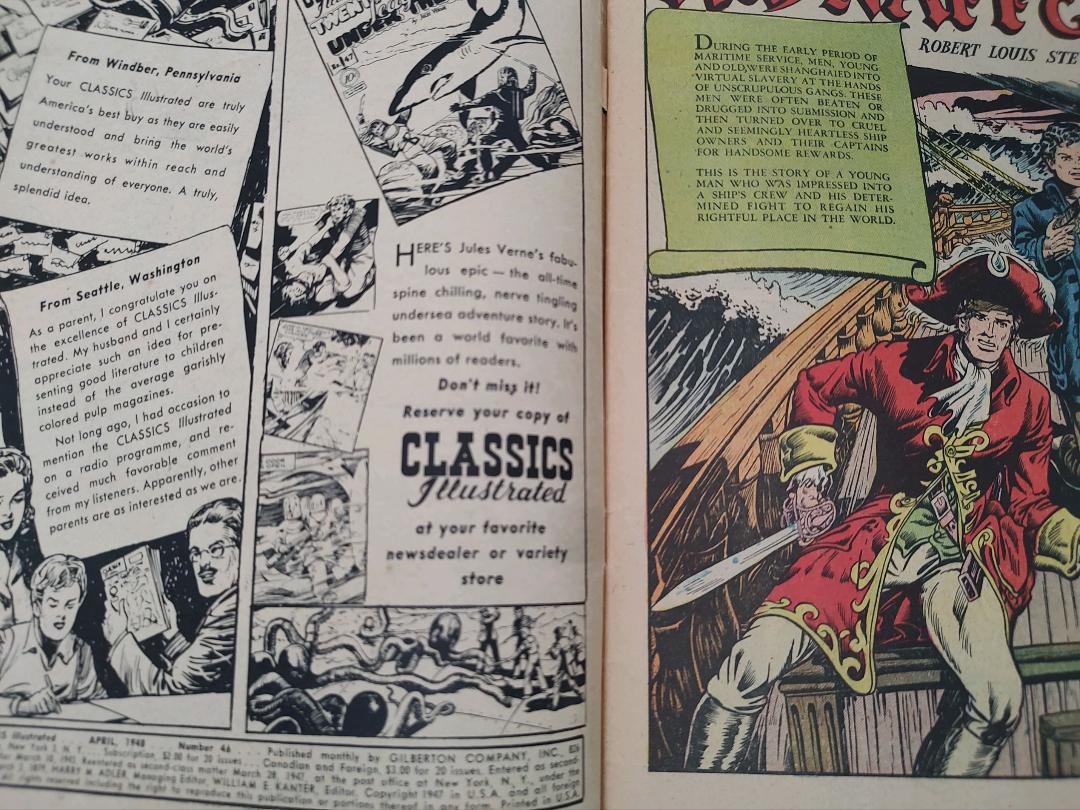 Classics Illustrated Classic Comics #46 Kidnapped Edition #1 Comic Book Inside Cover