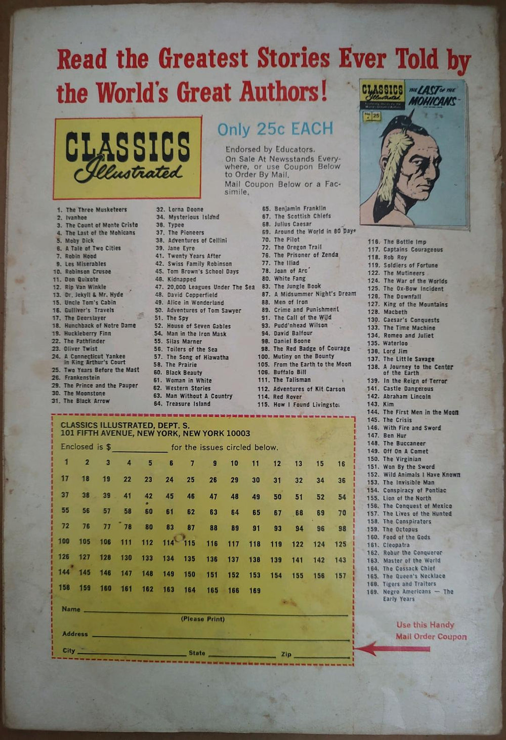 Classics Illustrated Classic Comics #47 Edition #17 20,000 Leagues Under the Sea Comic Book Back Cover