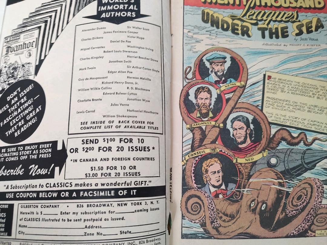 Classics Illustrated Classic Comics #47 Edition #2 20,000 Leagues Under the Sea Comic Book Inside Cover