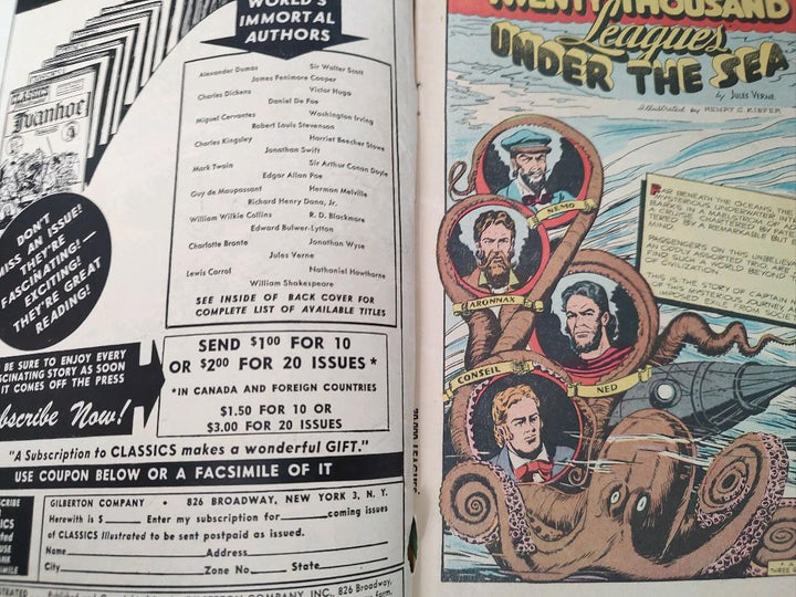 Classics Illustrated Classic Comics #47 Edition #2 20,000 Leagues Under the Sea Comic Book Inside Cover