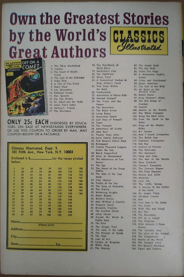Classics Illustrated Classic Comics #48 Edition #13 David Copperfield Comic Book Back Cover