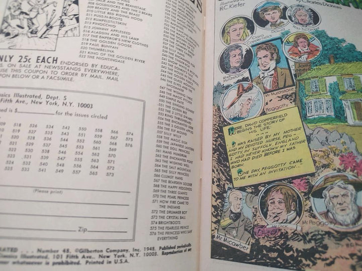 Classics Illustrated Classic Comics #48 Edition #13 David Copperfield Comic Book Inside Cover