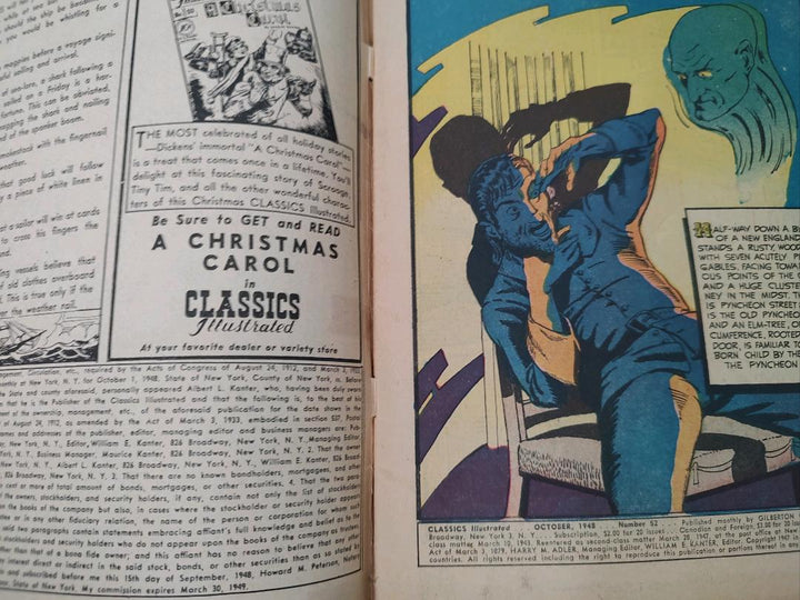 Classics Illustrated Classic Comics #52 The House of the Seven Gables Edition #1 Comic Book Inside Cover