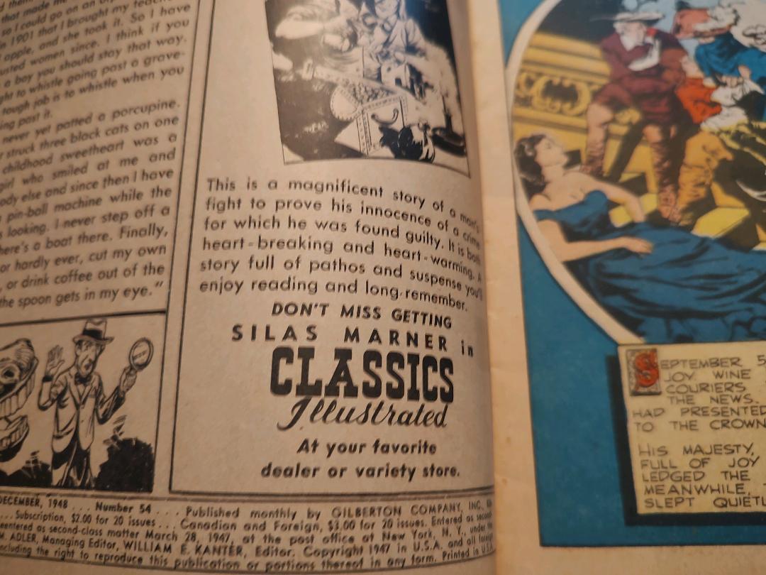 Classics Illustrated Classic Comics #54 The Man in the Iron Mask Edition #1 Comic Book Inside Cover