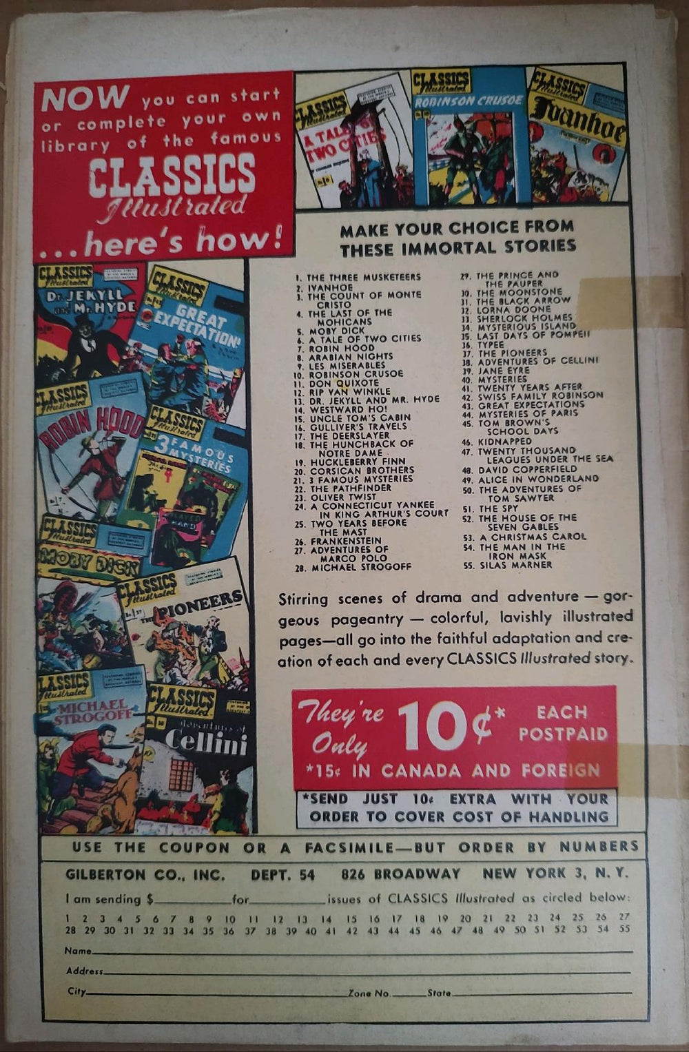 Classics Illustrated Classic Comics #55 Silas Mariner Edition #1 Comic Book Back Cover