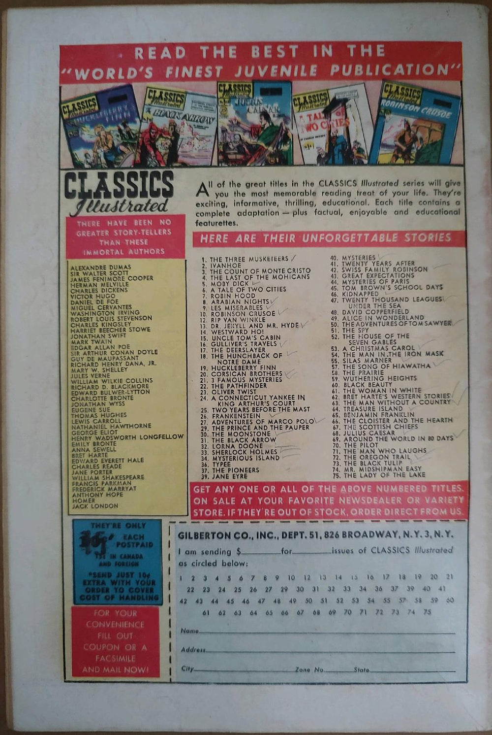 Classics Illustrated Classic Comics #55 Silas Mariner Edition #2 Comic Book Back Cover