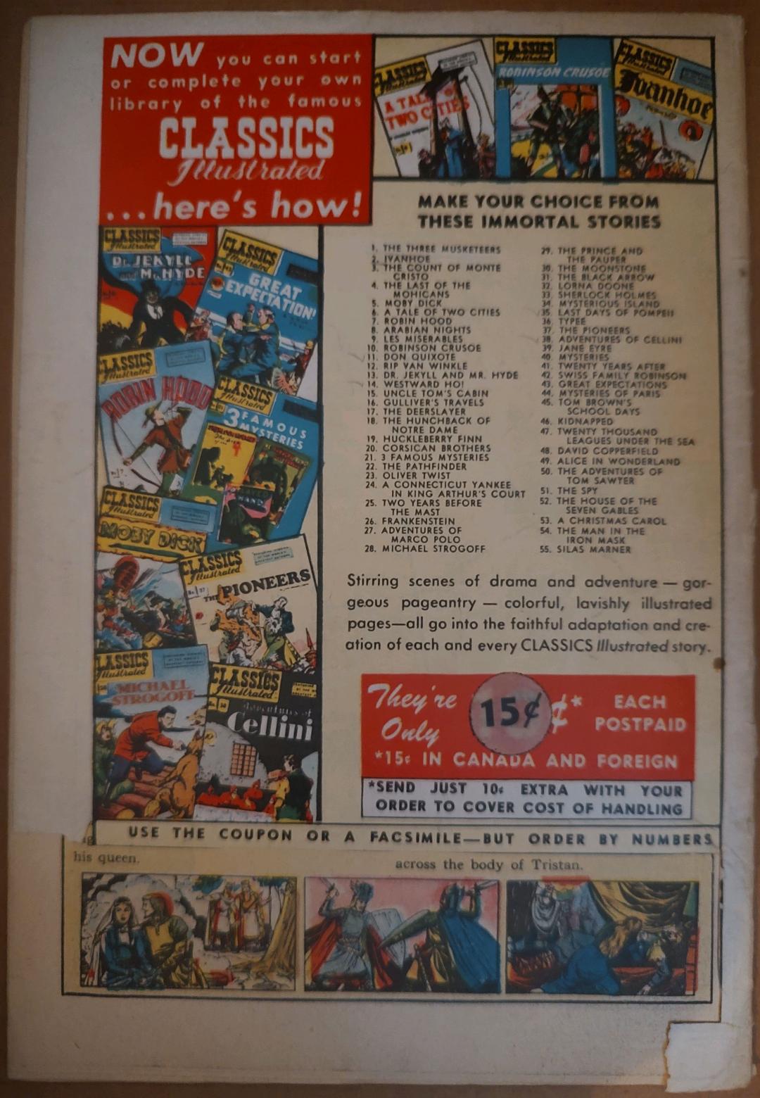 Classics Illustrated Classic Comics #56 The Toilers of the Sea Edition #1 Comic Book Back Cover
