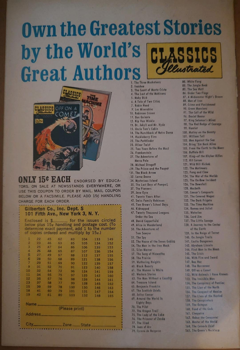 Classics Illustrated Classic Comics #56 The Toilers of the Sea Edition #2 Comic Book Back Cover
